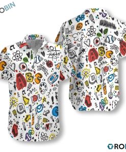 Teacher Seamless Pattern Hawaiian Shirt, Button-up T-shirt