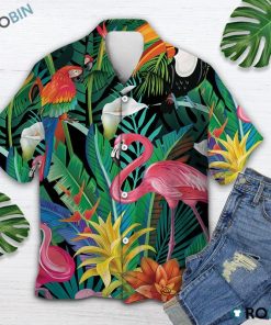 Tropical Bird Flamingo Hawaiian Shirt