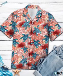 Turtle Coral Hawaiian Shirt, Button-up T-shirt
