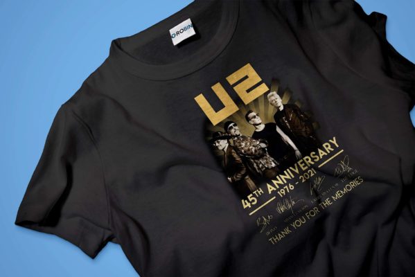 U2 Rock Band 45th Anniversary 1976-2021 Signature T Shirt