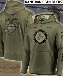Custom Rank US Marine Corps Veteran All Over Print Hoodie Custom Rank US Marine Corps Veteran All Over Print Hoodie
