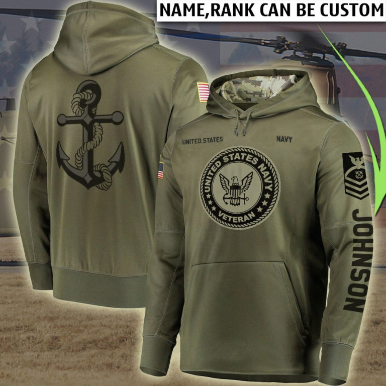 Customized Rank US Navy Veteran All Over Print Hoodie