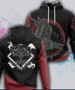 Norse mythology valhalla tree of life 3d hoodie and zip-up