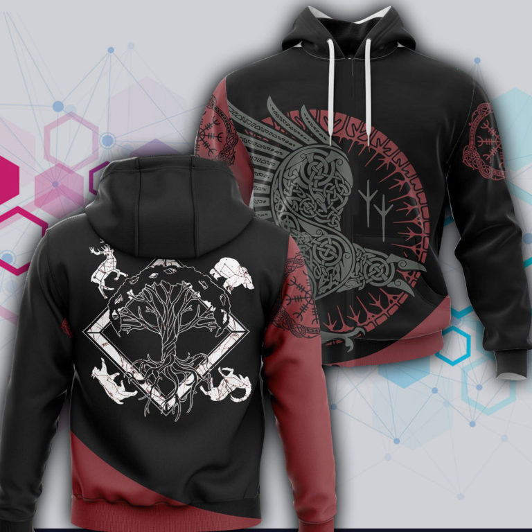 Norse mythology valhalla tree of life 3d hoodie and zip-up