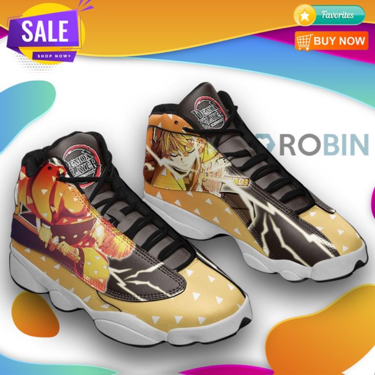 Zenitsu agatsuma  jd 13 sneakers, demon slayer custom shoes