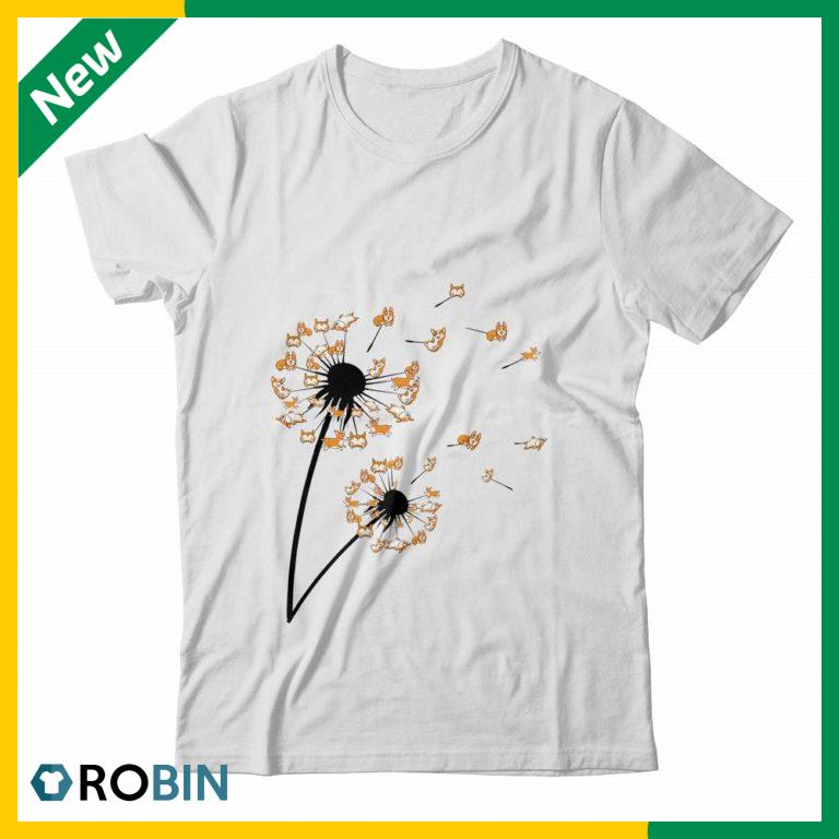Corgi Flower Fly Dandelion Dog Lover Paw Shirt (T-shirt, Hoodie, Tank Top)