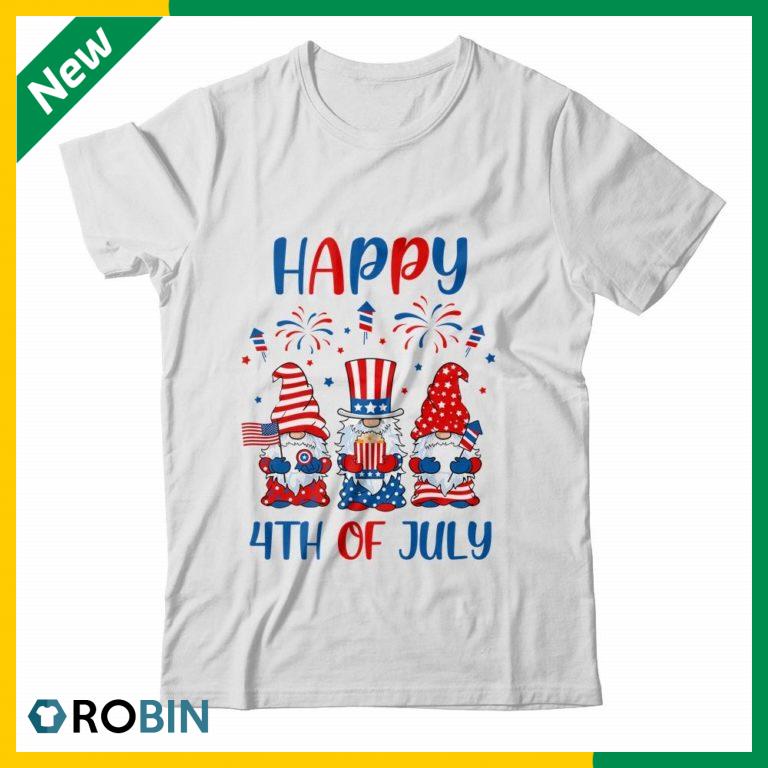 Three Gnomes Celebrating Independence Day USA 4th Of July Shirt (T-shirt, Hoodie, Tank Top)