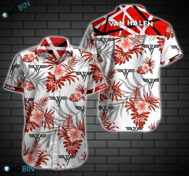 Van Halen Rock Band Button-up T-Shirt, Van Halen Aloha Shirt