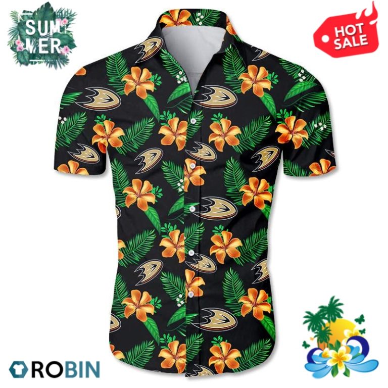 Anaheim Ducks Tropical Flower Hawaiian Shirt
