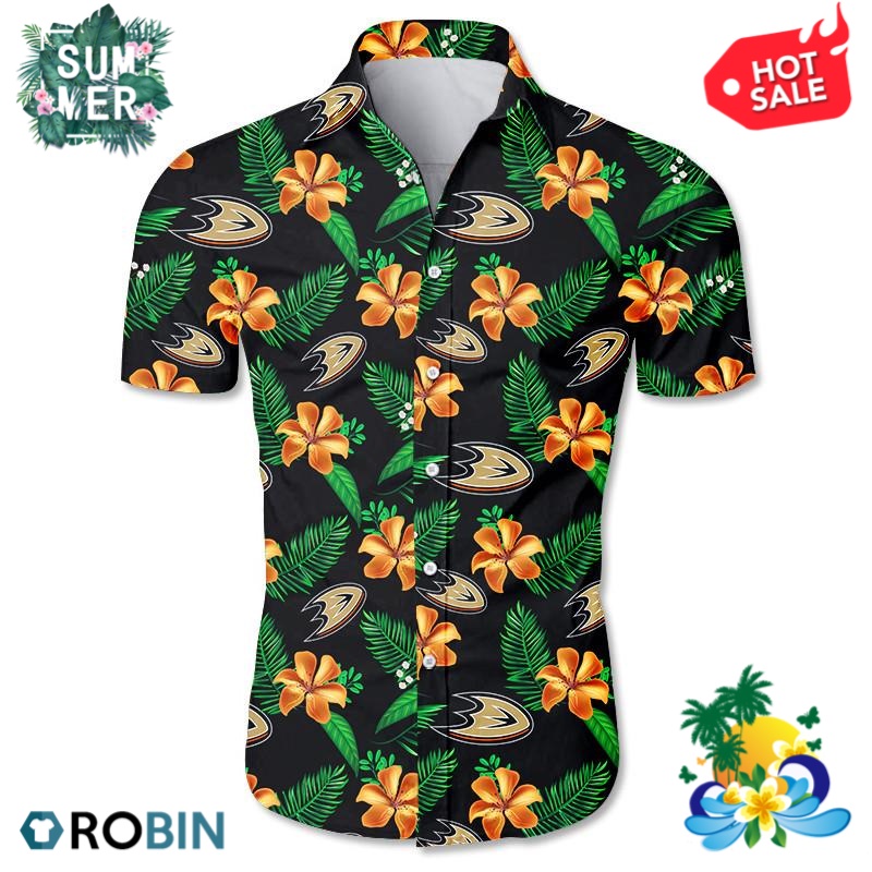 Anaheim Ducks Tropical Flower Hawaiian Shirt - RobinPlaceFabrics