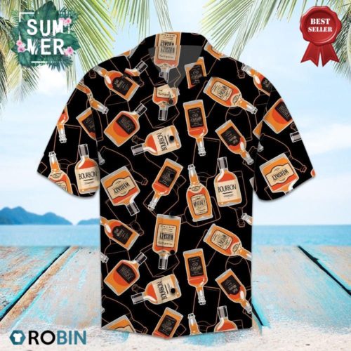 Bourbon Whiskey All Over Print Hawaiian Shirt | RobinPlaceFabrics ...