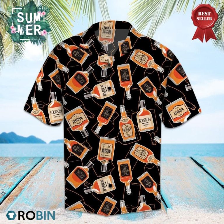 Bourbon Whiskey All Over Print Hawaiian Shirt