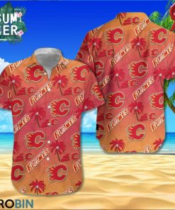 Calgary Flames Hockey Team Aloha Shirt