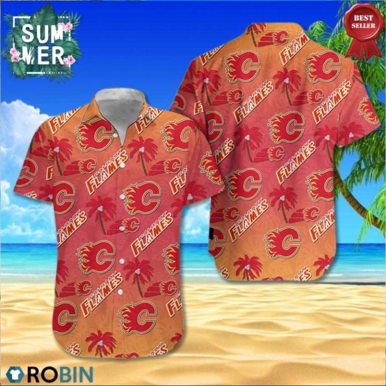 Calgary Flames Hockey Team Aloha Shirt