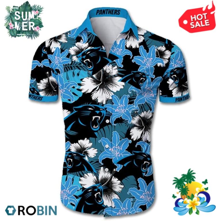 Carolina Panthers Tropical Flower Hawaiian Shirt - RobinPlaceFabrics