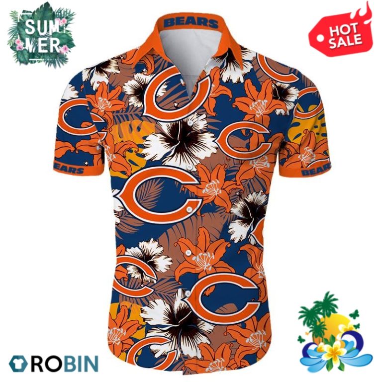 Chicago Bears Tropical Flower Hawaiian Shirt