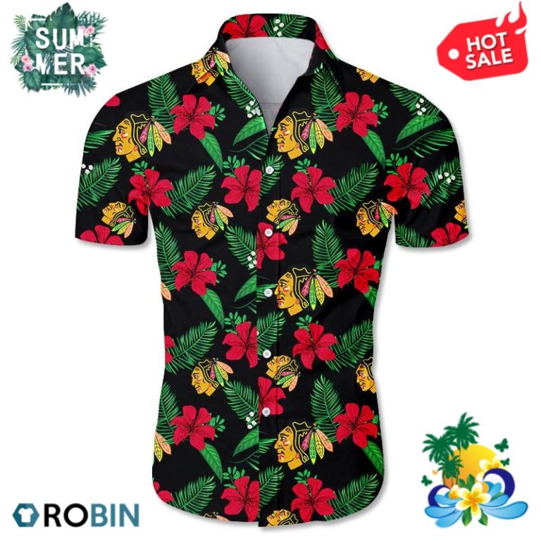 Chicago Blackhawks Tropical Flower Hawaiian Shirt