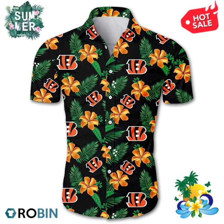 Cincinnati Bengals Tropical Flower Aloha Shirt
