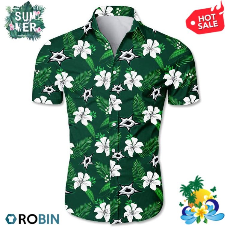 Dallas Stars Tropical Flower Hawaiian Shirt