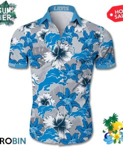Detroit Lions Tropical Flower Hawaiian Shirt