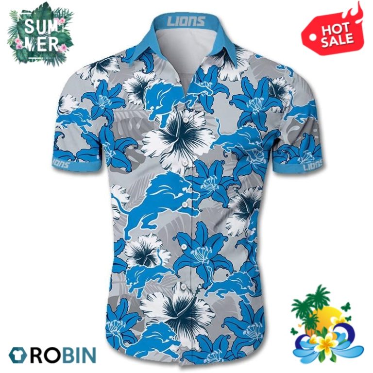 Detroit Lions Tropical Flower Hawaiian Shirt