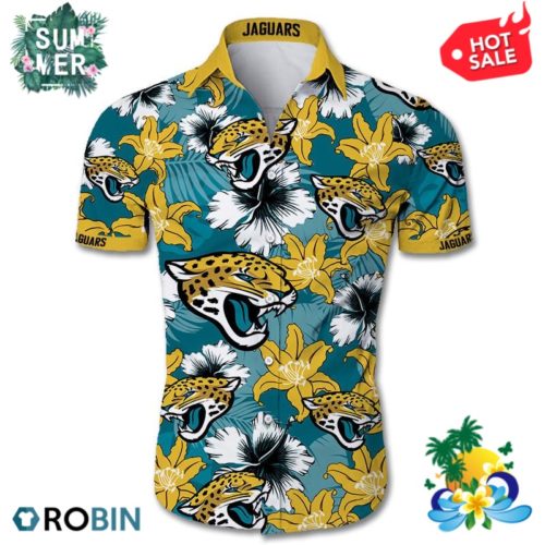 Jacksonville Jaguars Tropical Flower Hawaiian Shirt | RobinPlaceFabrics ...