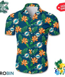 Miami Dolphins Fooball Tropical Flower Hawaiian Shirt