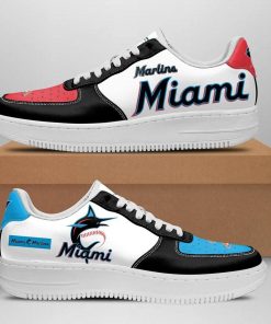 Miami Marlins Baseball Team Nike Air Force 1 Shoes