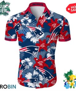 New England Patriots Tropical Flower Hawaiian Shirt New England Patriots Tropical Flower Hawaiian Shirt