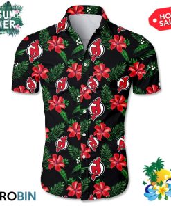 New Jersey Devils Tropical Flower Hawaiian Shirt New Jersey Devils Tropical Flower Hawaiian Shirt