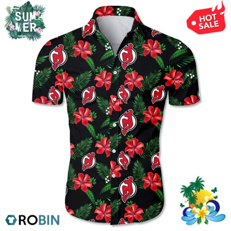 New Jersey Devils Tropical Flower Hawaiian Shirt