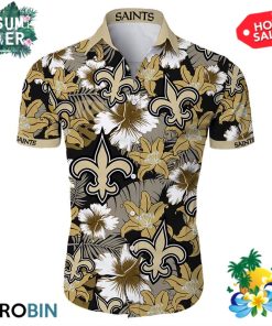 New Orleans Saints Tropical Flower Hawaiian Shirt New Orleans Saints Tropical Flower Hawaiian Shirt