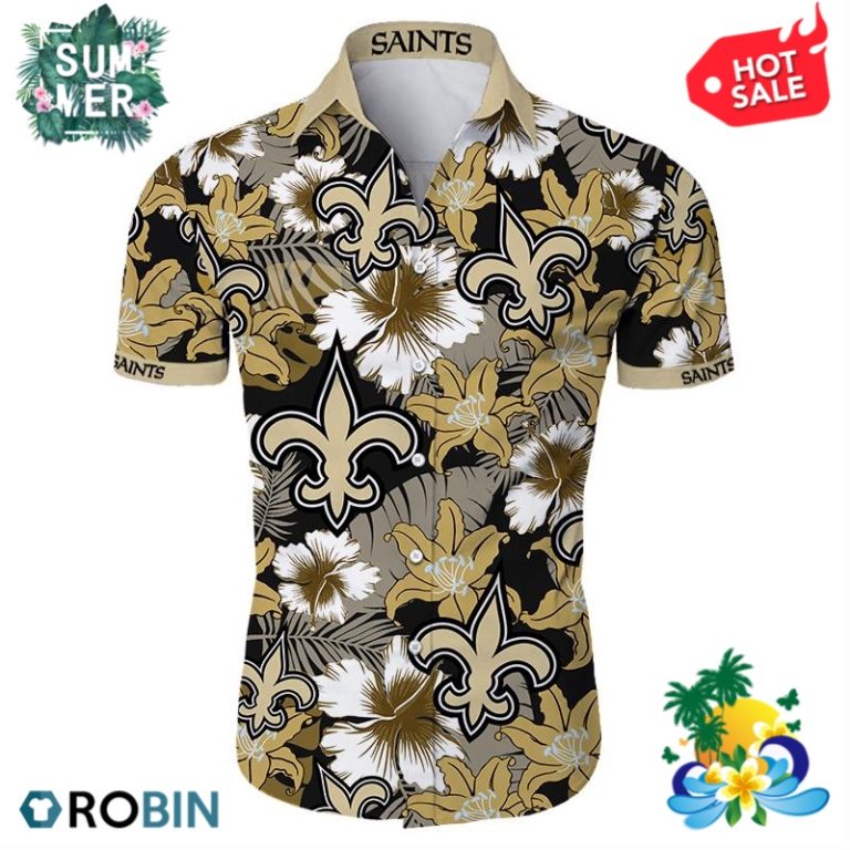 New Orleans Saints Tropical Flower Hawaiian Shirt