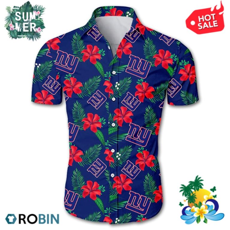 New York Giants Tropical Flower Aloha Shirt