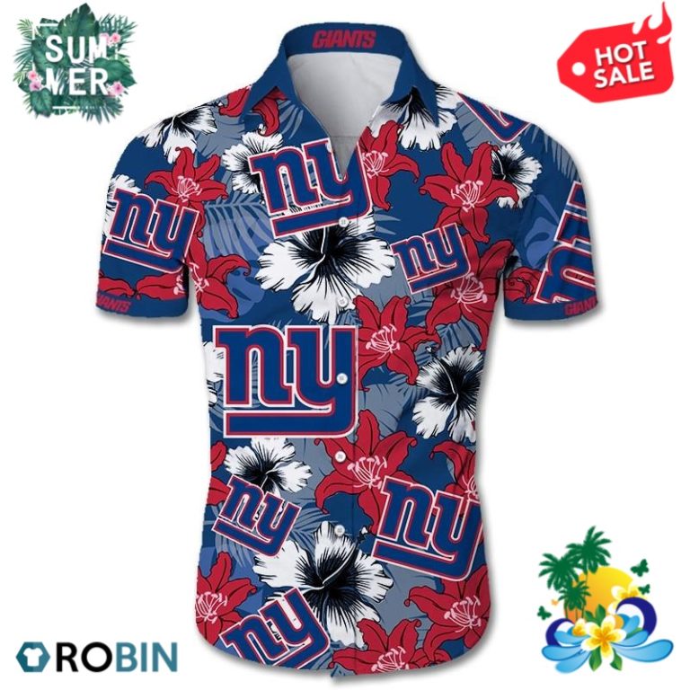 New York Giants Tropical Flower Hawaiian Shirt