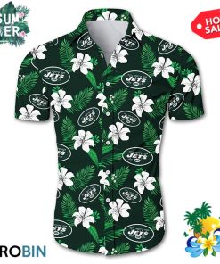New York Jets Tropical Flower Hawaiian Shirt