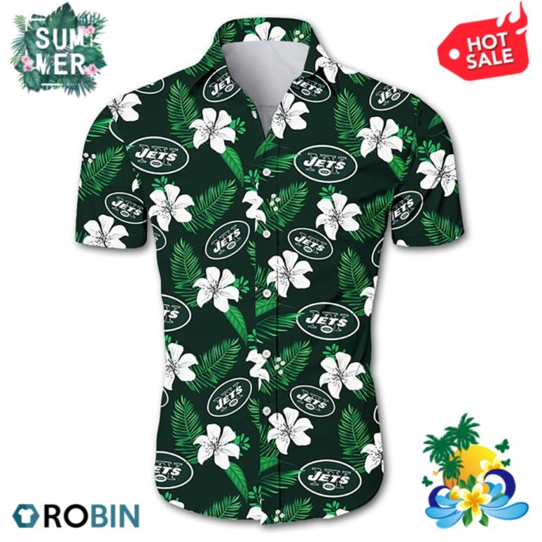 New York Jets Tropical Flower Hawaiian Shirt