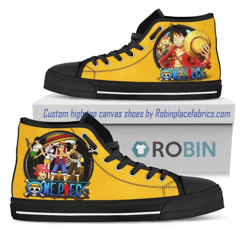 One Piece Luffy And Pirates Team High Top Shoes