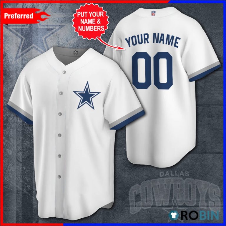 Personalized Dallas Cowboys Football Baseball Jersey