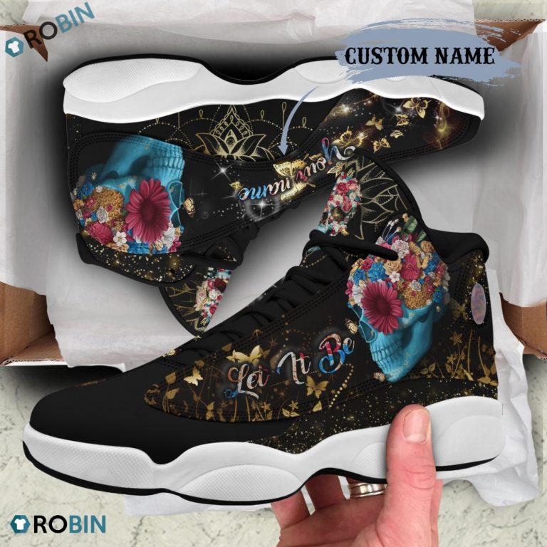 Personalized Floral Skull Hippie Let It Be Air Jordan 13 Shoes