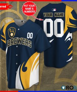 Personalized Milwaukee Brewers AOP Baseball Jersey Personalized Milwaukee Brewers AOP Baseball Jersey