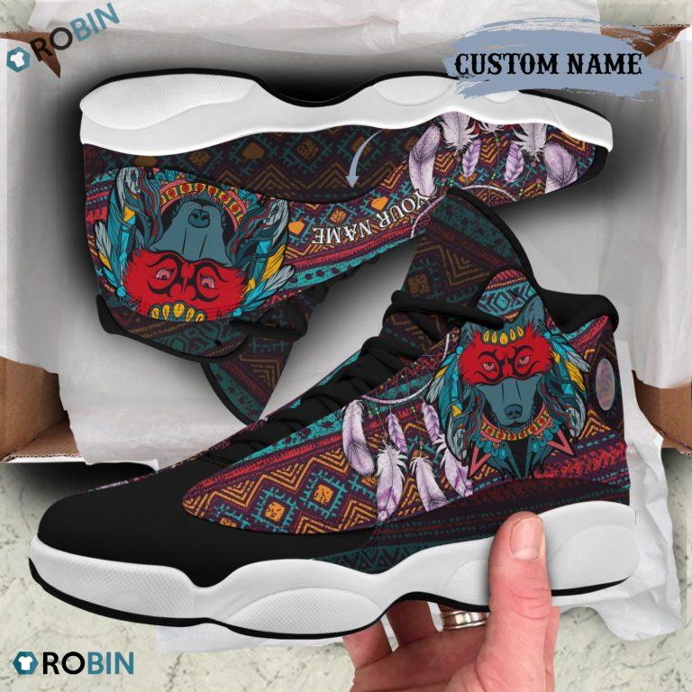 Personalized Native American Wolf Jordan 13 Shoes