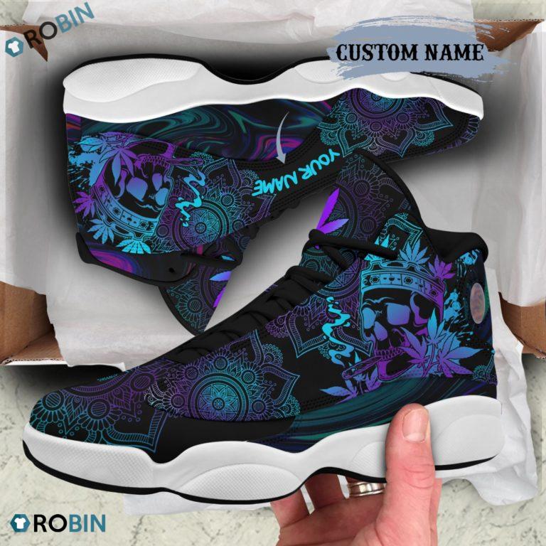 Personalized Skull Weed Jordan 13 Shoes