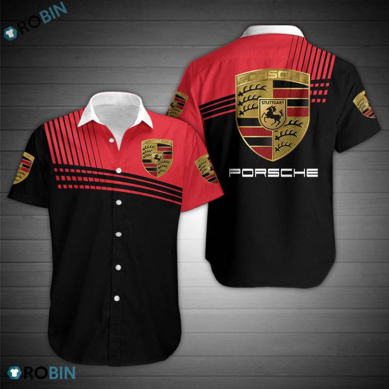 Porsche Aloha Shirt, Button Up T Shirt