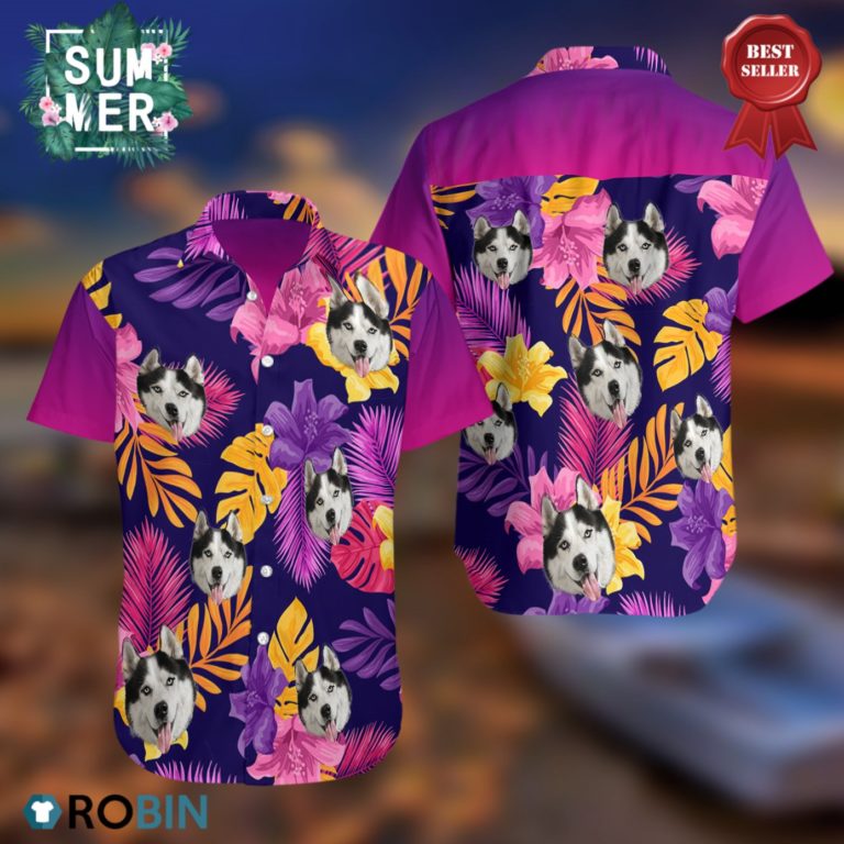 Siberian Huskies Hawaiian Pattern Shirt, Button-up T-shirt