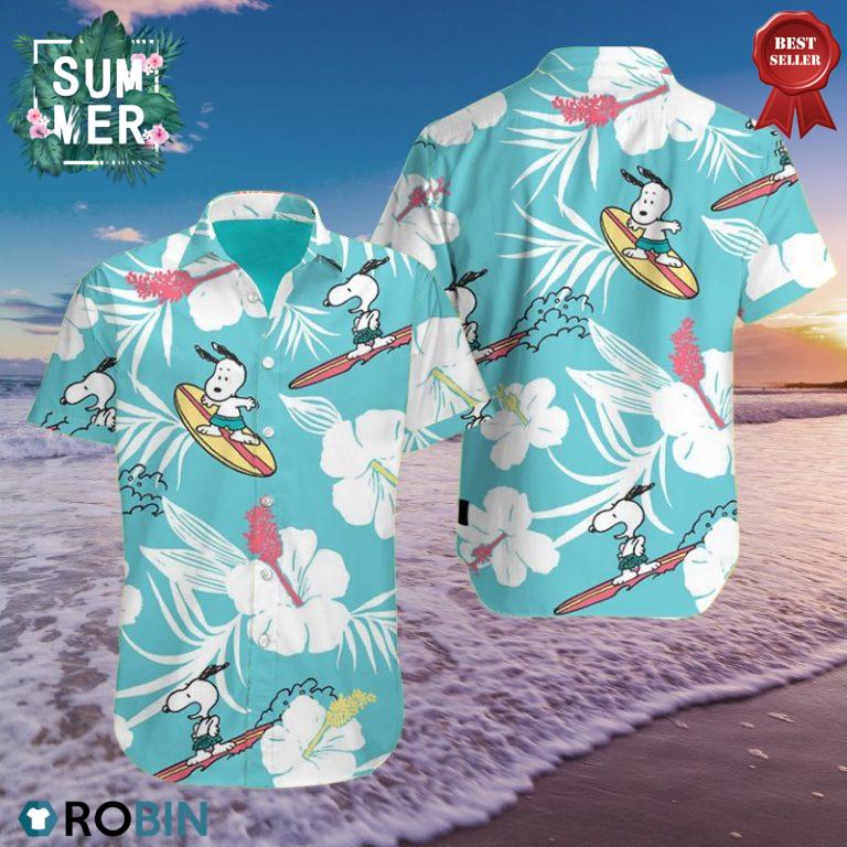 Snoopy Surfing Aloha Shirt, Hawaiian Shirt