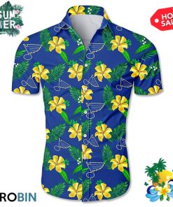 St Louis Blues Tropical Flower Hawaiian Shirt St Louis Blues Tropical Flower Hawaiian Shirt