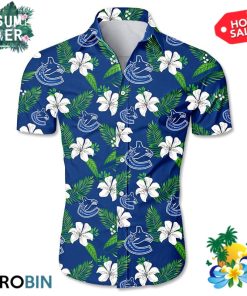 Vancouver Canucks Tropical Flower Hawaiian Shirt