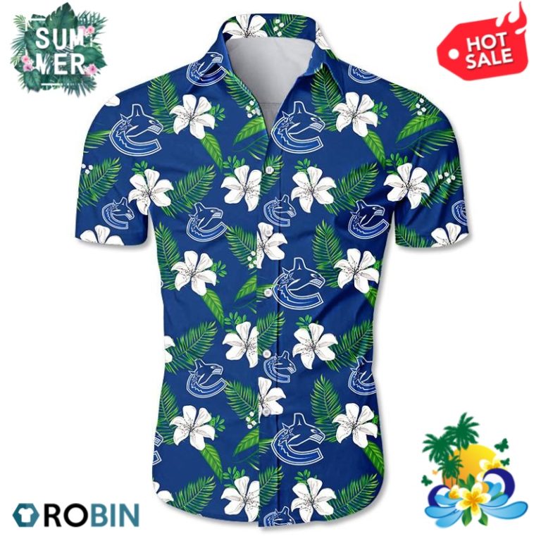 Vancouver Canucks Tropical Flower Hawaiian Shirt