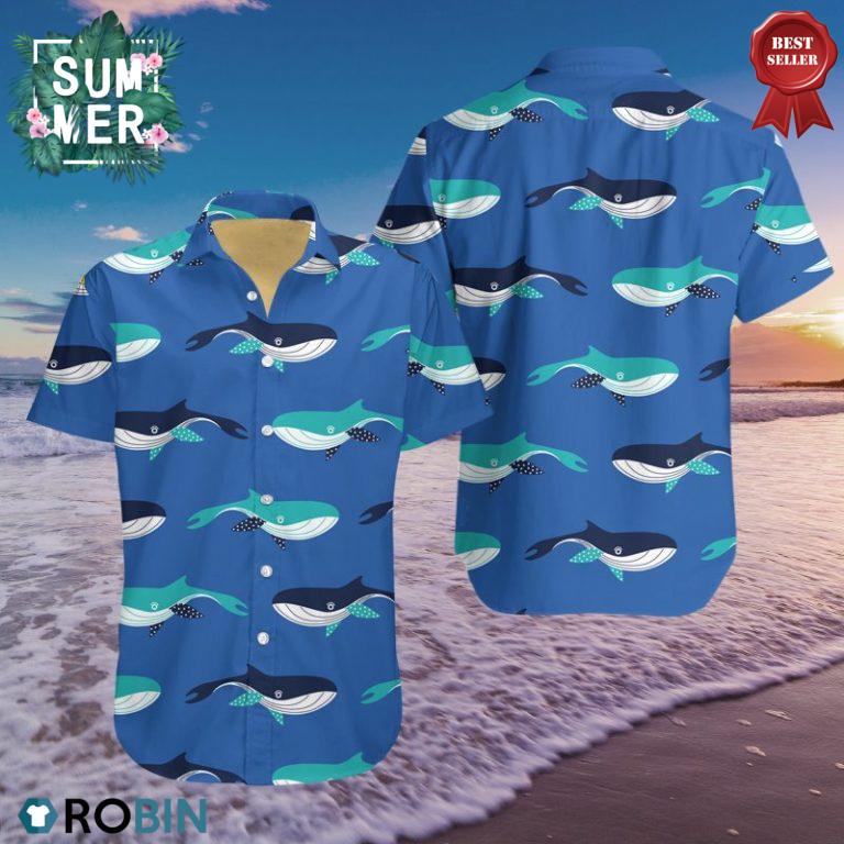 Whale Aloha Shirt, Hawaiian Shirt 0410